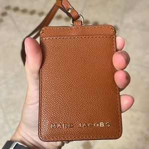 Marc Jacobs Brown Smoked Almond Saffiano Leather ID Wallet Lanyard NWOT